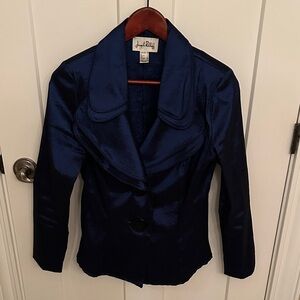 Joseph Ribkoff Blue Statement Blazer with Double Collar, 10, Made in Canada 🇨🇦